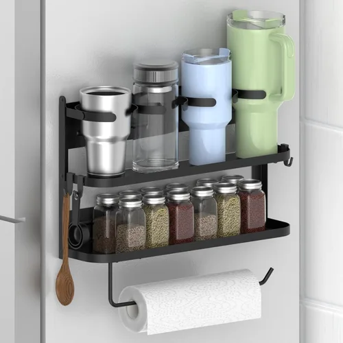 Miniatura 8 de EASTTOWEST Estante magnético para especias, estante magnético de cocina de 4 niveles para refrigerador con 2 soportes para toallas de papel y 5