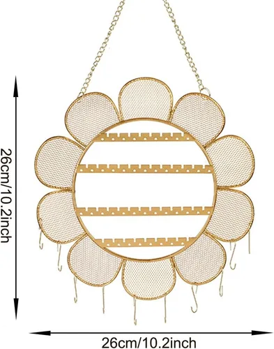 Miniatura 6 de Soporte de aretes en forma de flor montado en la pared, organizador de joyas colgantes, collares de pared, soporte de exhibición de joyas