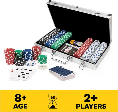 Miniatura 2 de Spin Master Games, Cardinal Classics, juego de póquer de 300 piezas con estuche de transporte de aluminio, fichas de peso profesional y dados