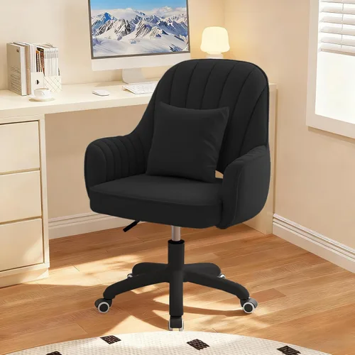 Silla de Oficina para el Hogar de Terciopelo Sillas de Tocador Bonita Silla de Escritorio de Maquillaje con Ruedas Respaldo Medio Sillas de