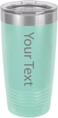 Add Your Custom Name Laser Engraved Double-Wall Insulated Stainless Steel Tumbler 20 Oz Travel Coffee Double-Walled Travelling Car Truck Teal