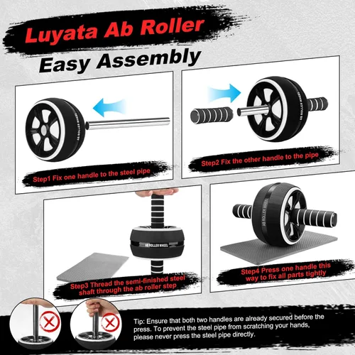 Miniatura 2 de Rueda para abdominales, kit de ruedas de ejercicio abdominal 10 en 1 con bandas de resistencia, alfombrilla para rodillas, cuerda de saltar, barra