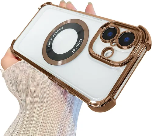 Miniatura 41 de Funda magnética transparente para iPhone 14 Plus, lujo brillante en las cuatro esquinas, protección de grado militar a prueba de golpes