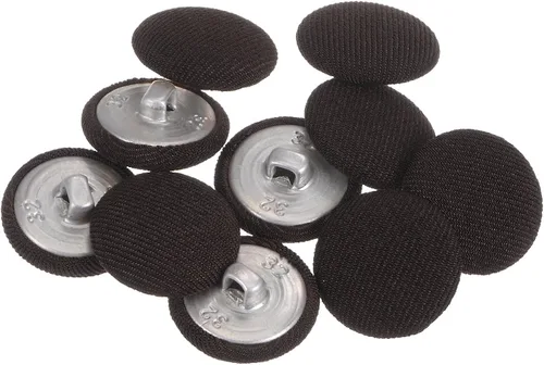 Miniatura 52 de HARFINGTON 10 botones de tela de 24L cubiertos de tela de 0.59 pulgadas, vástago de metal, botones de costura redondos para trajes, blusas de Azul