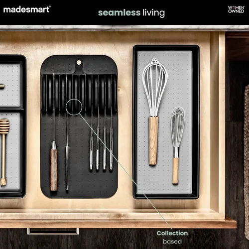 Miniatura 3 de madesmart Tapete para cuchillo, organizador compacto de ranura de agarre suave para 5 cuchillos, inserto de cajón antideslizante que protege