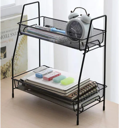 Miniatura 5 de Organizador de especias, organizador de estante de baño de 2 niveles para encimera, organizador de estante de cocina para latas de especias, frascos