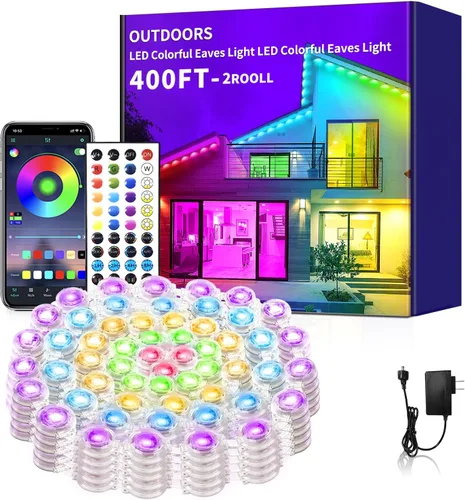 Miniatura 13 de Luces permanentes para exteriores de 200 pies para casa, impermeables, luces LED RGB inteligentes, luces permanentes para exteriores