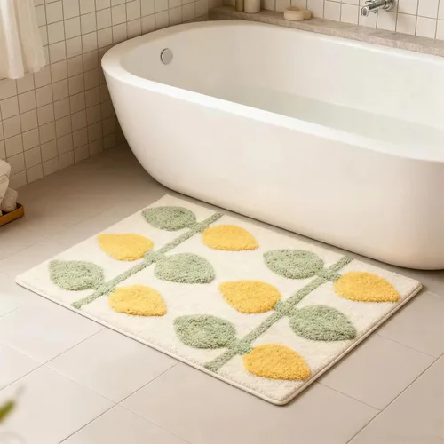 Miniatura 13 de Hi Space - Alfombras de baño de 31.5x19.7 pulgadas, alfombra de baño de hojas grises estilo bohemio antideslizante, lavable a máquina, de microfibra