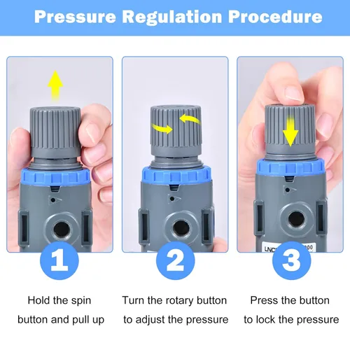 Miniatura 6 de Regulador de presión del filtro de aire NPT de 1/4", filtro compresor de herramienta de aire trampa de agua con medidor por ZHONG AN