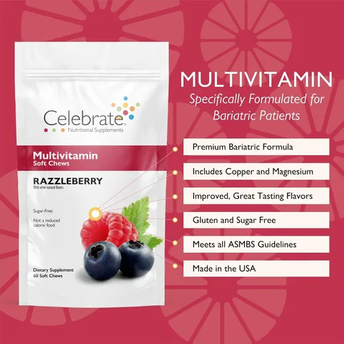 Miniatura 2 de Celebrate Vitamins Bariatric Multivitamin Soft Chews – Vitaminas y minerales esenciales, sin azúcar ni gluten – Bypass gástrico y suplemento
