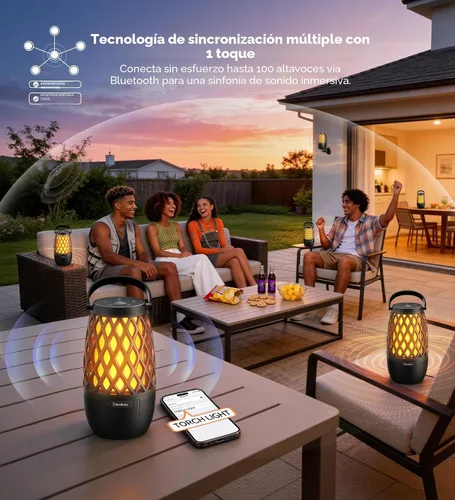 Miniatura 4 de Altavoces para exteriores, regalos para hombres, altavoz Bluetooth con luces, multisincronización, hasta 100 altavoces, emparejamiento automático