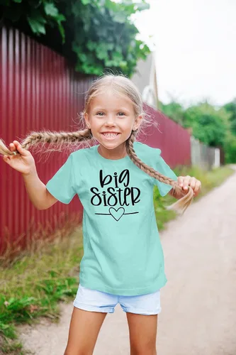 Miniatura 6 de Olive Loves Apple Big Sister Heart Sibling Reveal T-Shirt for Baby and Toddler Girls Sibling Outfits