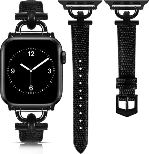 Miniatura 16 de Correa de cuero compatible con las bandas de Apple Watch para mujeres, correa elegante y elegante para iWatch Series 11/10/9/8/7/6/5/4/3/2/1/se
