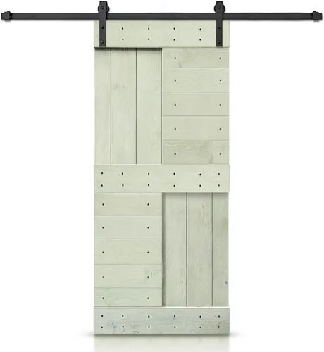 Miniatura 84 de TMS Serie N - Puerta corrediza interior de madera de pino anudada con kit de herrajes deslizantes (32 x 84 pulgadas, blanco)