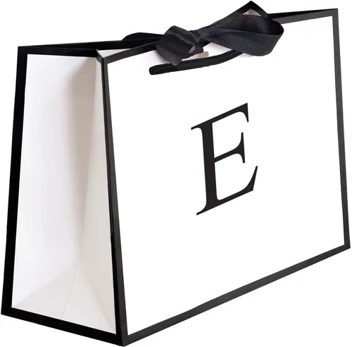 Miniatura 35 de QLSKO - Bolsa de regalo inicial con lazo de cinta, bolsa de papel horizontal personalizada, bolsa de regalo con monograma para cumpleaños