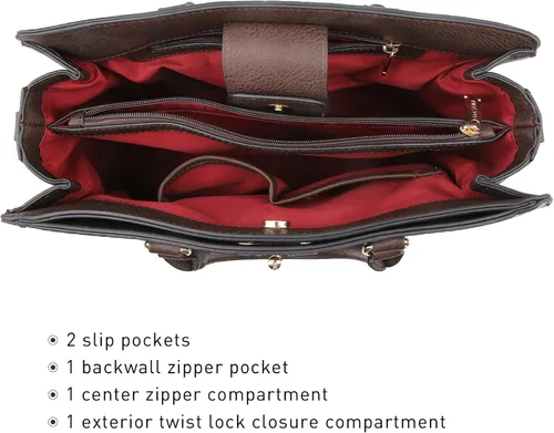 Miniatura 5 de Dasein Bolsos de mano para mujer, bolsos de mano con asa superior, bolsos de trabajo, bolsos de hombro con embrague a juego, juego de 2 piezas