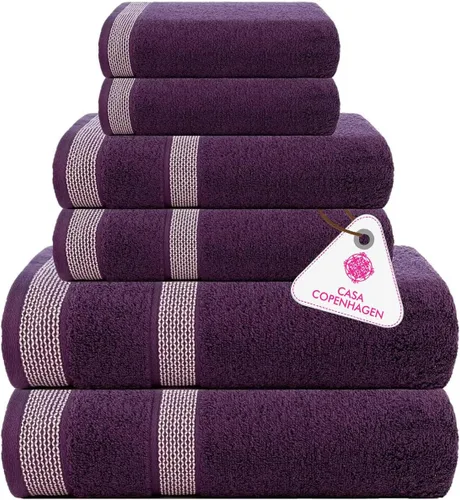 Miniatura 103 de CASA COPENHAGEN Juego de 6 toallas de palomitas de maíz, color azul polvoriento, 21.16 oz/m², 2 toallas de baño, 2 toallas de mano y 2 toallas