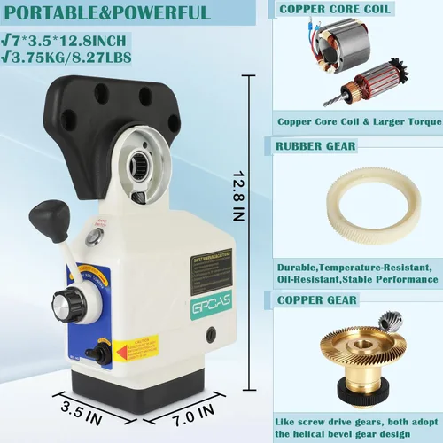 Miniatura 2 de Eje X de alimentación eléctrica para fresadora Torque de 450 in-lb, fresadora de mesa de 0-200 rpm, alimentación de potencia de 110 V