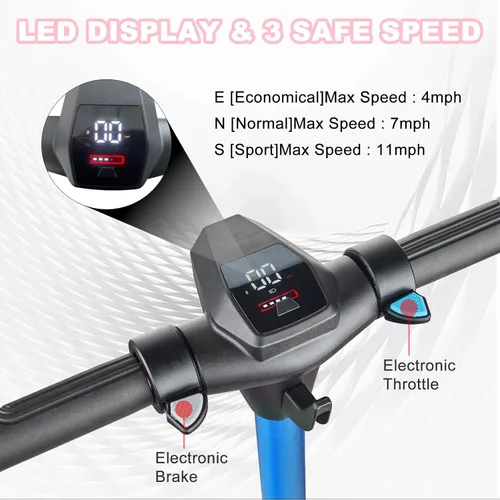 Miniatura 2 de Patinete eléctrico para niños de 6 a 14 años, motor de 150W, 4/7/11 mph, tiempo de conducción de 60 minutos, velocidad ajustable, pantalla LED