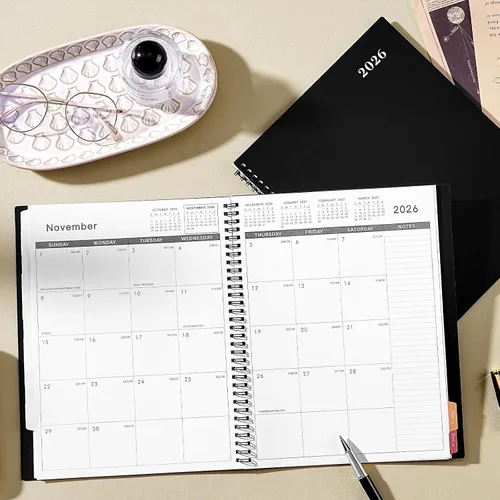 Miniatura 7 de Agenda mensual 2026 – julio 2025 – diciembre 2026 Planificador/Calendario, agenda mensual de 18 con contactos y contraseñas, 8.5" x 11
