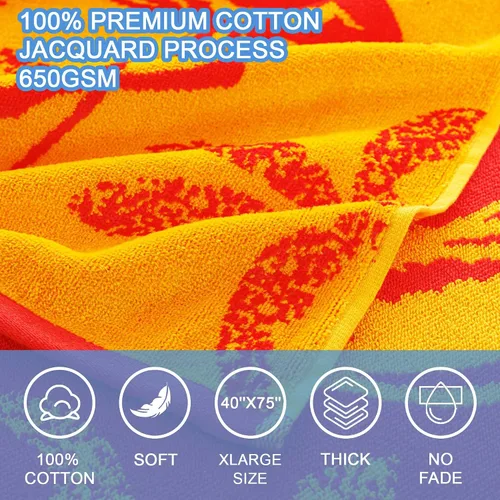 Miniatura 3 de VOOVA & MOVAS 2 toallas de playa grandes de algodón grueso – 40 x 75 pulgadas 650GSM, jacquard, toallas de piscina para hombres y mujeres – Sábanas