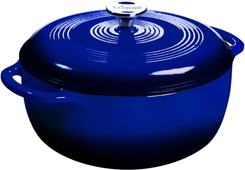 Miniatura 6 de Lodge, EC7D33 - Horno holandés de hierro fundido esmaltado, 7.5 cuartos de galón, azul caribe