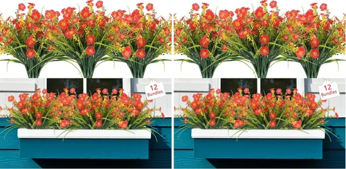 Miniatura 12 de MACTING Flores artificiales para exteriores, 6 paquetes de flores falsas resistentes a los rayos UV que no se decoloran, plantas de imitación