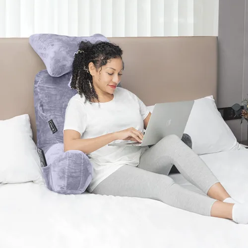 Miniatura 2 de Almohada de lectura - Extra grande de 31" almohada de descanso para cama con rollo de cuello desmontable y brazos para sentarse en la cama o sofá