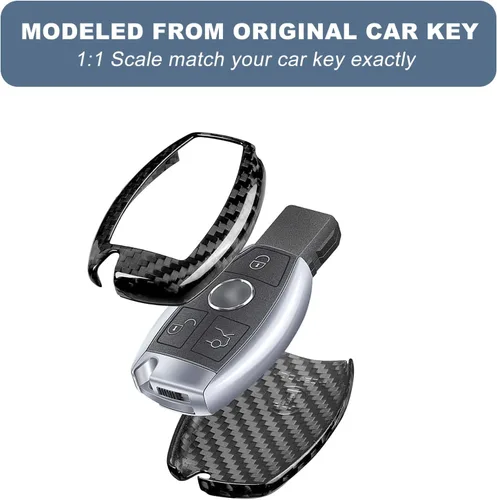 Miniatura 2 de T-carbon Funda para llavero compatible con Mercedes Benz, protector de llavero de fibra de carbono real para Benz SLC SLC, funda para llave