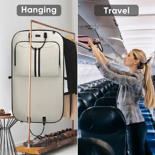 Miniatura 7 de Bolsa de ropa de viaje BALEINE, bolsa de traje de viaje para hombres, bolsa de ropa de 42'' impermeable para llevar, bolsa de ropa de viaje