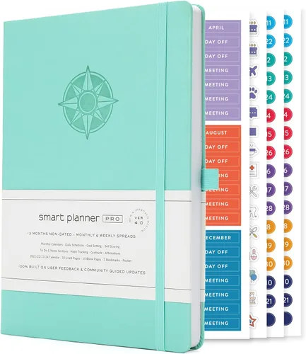 Miniatura 7 de Smart Planner Pro - Planificador diario sin fecha - Agenda grande A4 - Logre objetivos y aumente la productividad con secciones semanales