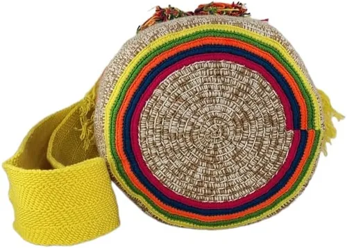 Miniatura 5 de Mochila Wayuu colombiana 100 % auténtica, hecha a mano, producto artesanal, bolsa de viaje cruzada de diseño único, estilos multicolor..