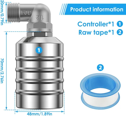 Miniatura 3 de Válvula de flotador de control de nivel de agua 304 Acero inoxidable Totalmente automática Mini válvula de bola flotante Apagado automático Tanque
