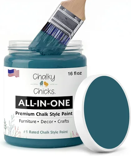 Miniatura 180 de Chalky Chicks - Pintura mate a la tiza, no requiere lijado, 4 onzas líquidas, color gris oscuro (Gun Metal Gray), para muebles, pintura sin Gris