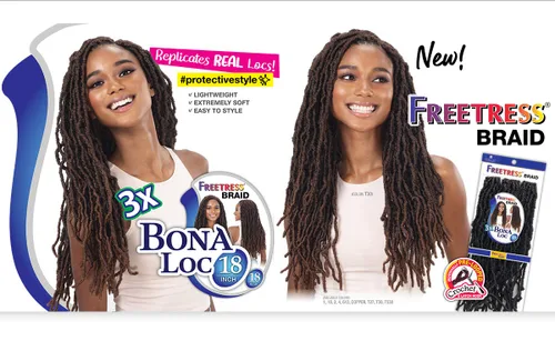 Miniatura 5 de FreeTress - Trenzas de ganchillo 3X Bona Loc de 18 pulgadas (cobre)