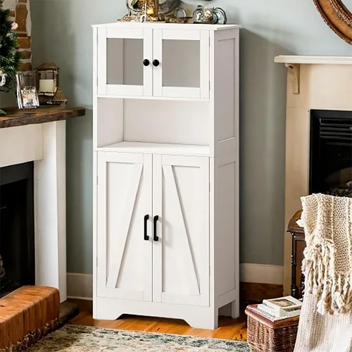 Miniatura 4 de Armário de Armazenamento Armário de Armazenamento con puertas de acrílico, 23.62 pulgadas con luz LED, organizador de almacenamiento para sala