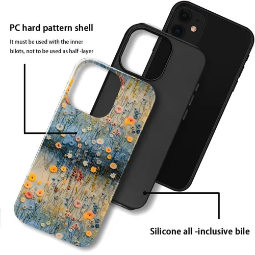Miniatura 3 de Funda TnXee Compatible con iPhone 11, Funda Híbrida Brillante de 2 Capas para Prevenir Caídas para Niñas y Niños, Aspecto Bonito con Flores Salvajes