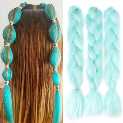 Miniatura 14 de Extensiones de cabello trenzado de color amarillo jumbo, trenzas gigantes para trenzas de caja trenzada, cabello de fibra sintética de alta calidad
