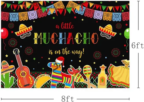 Miniatura 3 de MEHOFOND Fiesta Boy - Telón de fondo para baby shower, mexicano, A Little Muchacho está en camino, cactus Cinco Mayo, fondo de taco, feliz