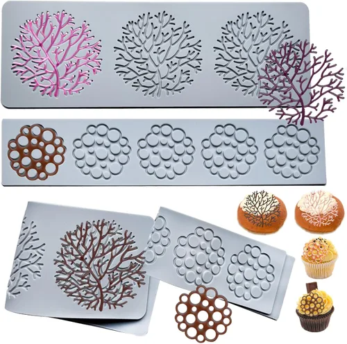 Miniatura 9 de 5 moldes de hojas de silicona, moldes de silicona para hornear Acxydm Tuile, juego de moldes de chocolate para fondant con molde de hojas de Molde