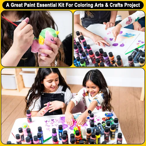 Miniatura 6 de JOYIN Juego de pintura de témpera lavable para niños, 42 piezas, pintura líquida no tóxica con 15 pinceles y 4 paletas - Suministro de arte