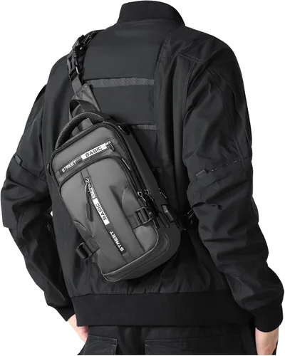 Miniatura 17 de Mochila cruzada pequeña negra para hombre y mujer, H-Negro, S, Moda