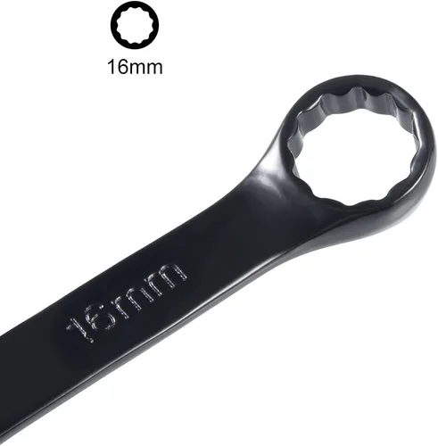 Miniatura 3 de uxcell Llave combinada métrica de extremo abierto de 0.630 in y 12 puntos, revestimiento de electroforesis negra, Cr-V Negro
