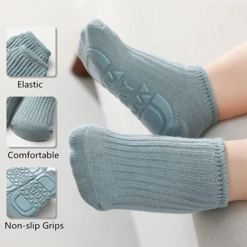 Miniatura 6 de Calcetines antideslizantes para bebé, 8 pares de calcetines antideslizantes para recién nacidos, con empuñaduras, calcetines de tobillo unisex