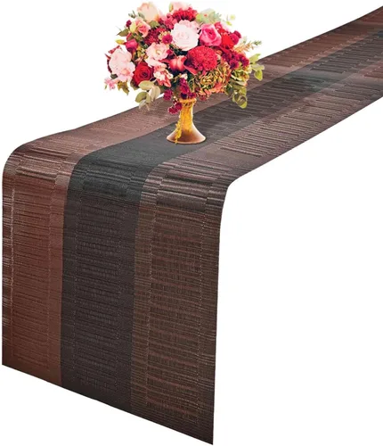 Miniatura 12 de GIVERARE Camino de mesa, 12 x 53 pulgadas, resistente al calor, de vinilo tejido, antideslizante, lavable, fácil de limpiar, cubierta de plástico