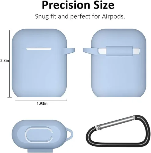 Miniatura 5 de Funda para AirPods de silicona, de protección completa, compatible con Apple AirPods 1 y 2, funda de carga inalámbrica y con cable