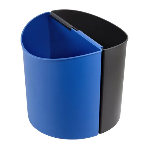 Safco Cubo de Basura Pequeño para Escritorio Combo de Papelera de Reciclaje, 3 Galones, Para Cocina, Oficina, Uso en Interiores, Negro/Azul