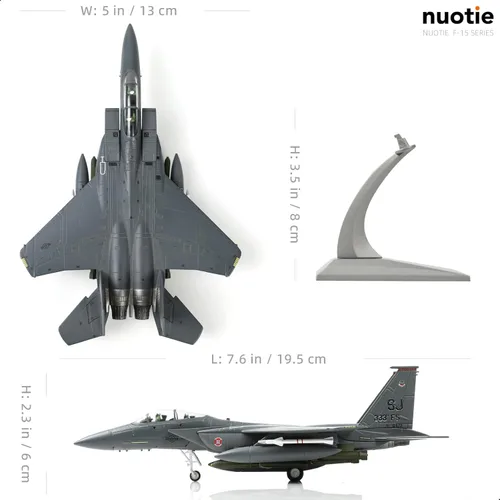 Miniatura 2 de NUOTIE Classic American Eagle F-15E Bimotor Fighter Pre-Build Model Kits 1:100 de aleación de avión fundido a troquel avión modelo de exhibición