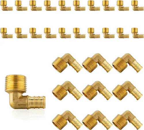 Miniatura 15 de Paquete de 5 accesorios PEX, adaptador de codo NPT roscado macho Pex de 1/2 pulgadas x 3/4 pulgadas, accesorios de engarce de latón, para tubería