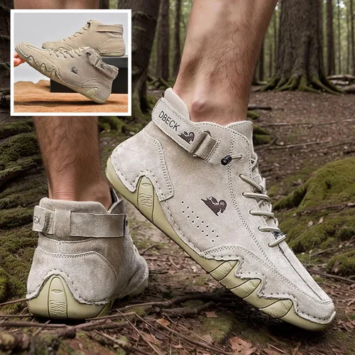 Miniatura 7 de JishinGal Botas Chukka de ante para hombre, ligeras, descalzas, para caminar, al aire libre, informales, italianas, hechas a mano, de caña alta, sin